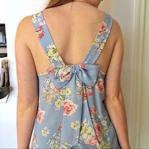Bright floral tank top with bow